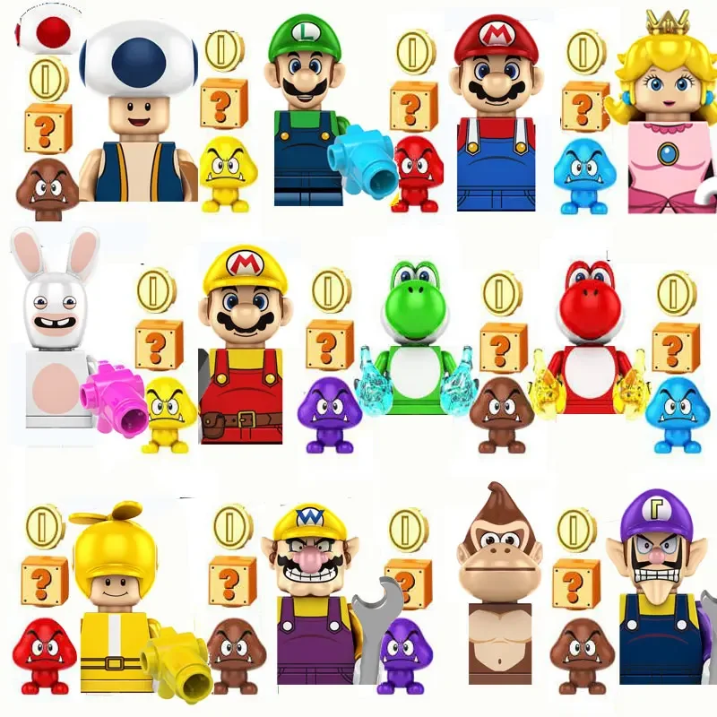 WM6103 Anime Super Bros Mario Building Blocks Luigi mini Action Figures Toys Bricks Assemble Toys Gifts children Blocks KDL805