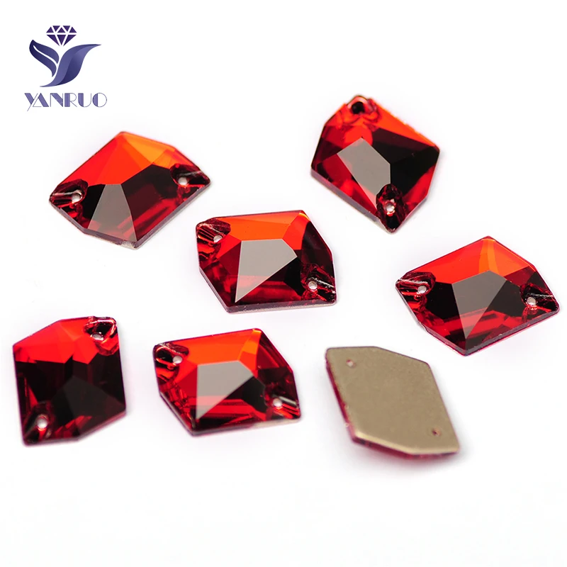 YANRUO 3265 All Sizes Siam Cosmic Sewn Stones Crafts Crystals Flat Back Strass Red Rhinestones For Clothes Decorations