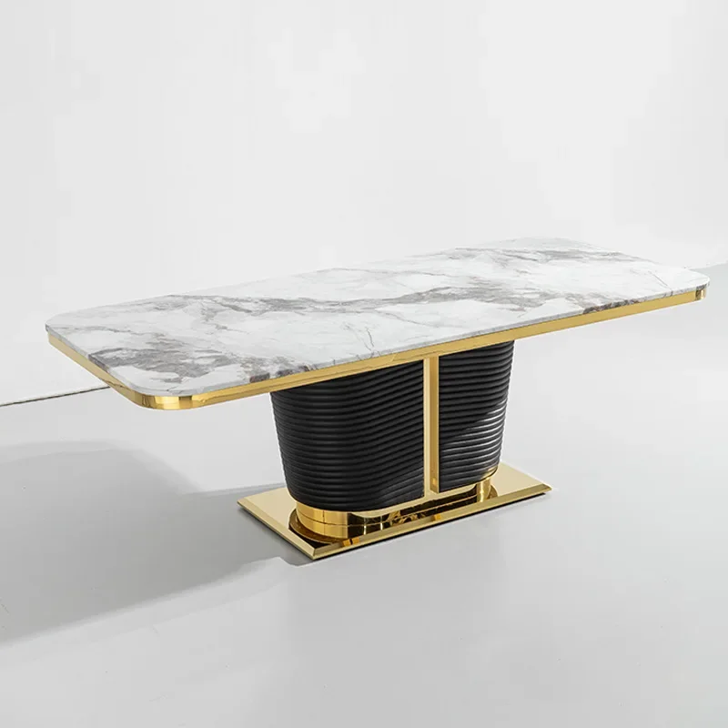 Italian light luxury marble dining table household rectangular high-end villa rectangular dining table luxury house designer