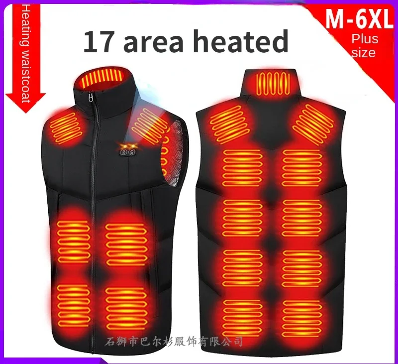 

17 Areas Heated Vest Men Jacket Heated Winter Womens Electric Usb Heater Tactical Jacket Man Thermal Vest&cycling suit