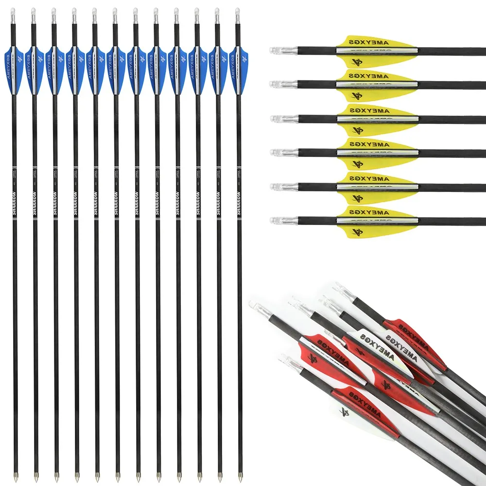 

6/12pc 32 Inch Competition Arrow Pure Carbon Arrows SP400-1200 ID4.2mm Archery Arrow Shaft for Bow Hunting Shooting Targeting