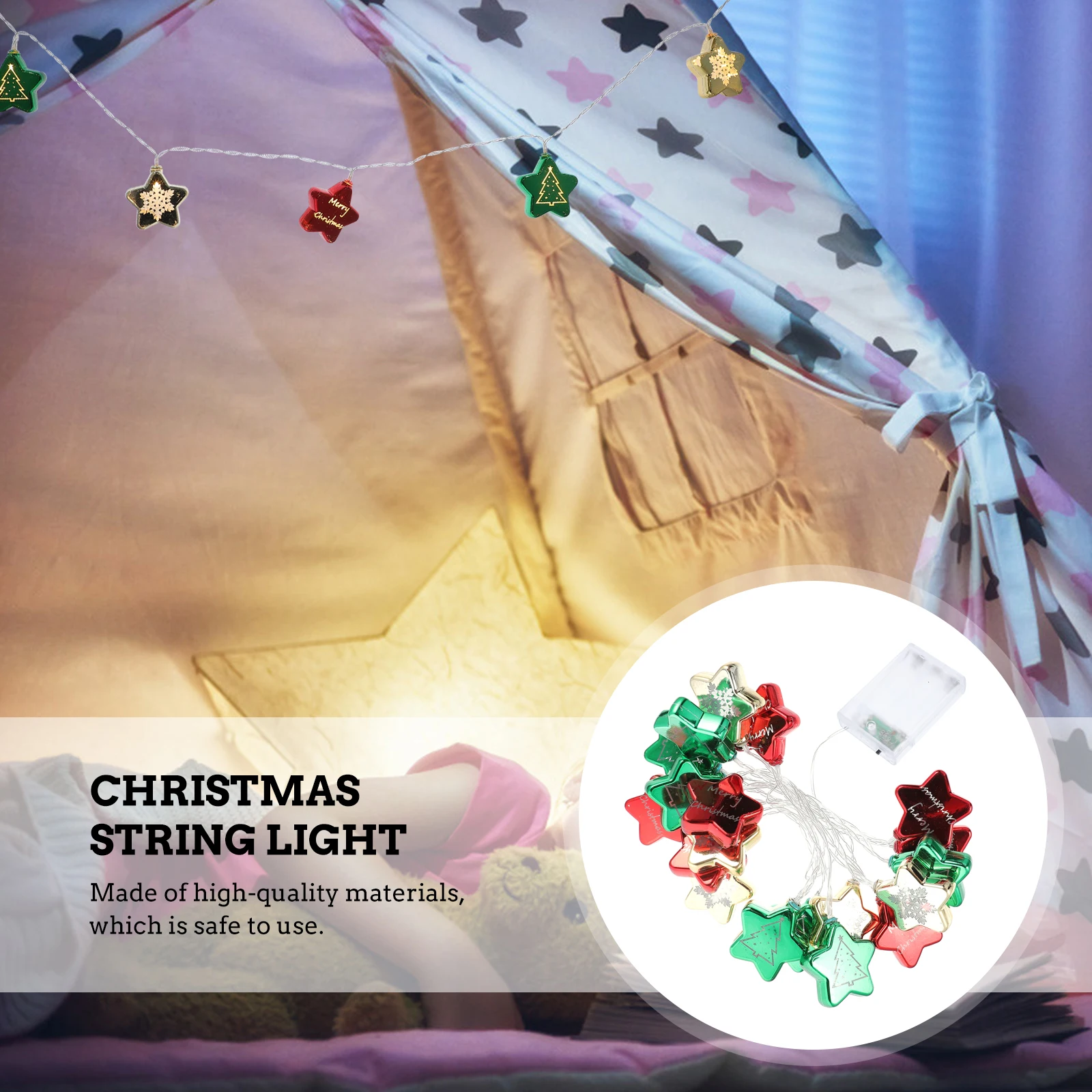 

1pc Christmas Five String Light Creative Festival Led Decorative Lamp Ornament Party Cheerful Lights Safe Quality