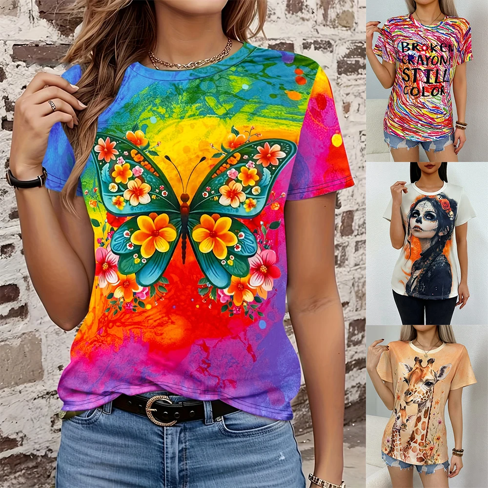Neue frauen T Shirt Sommer Kurzarm Abstrakte Gesicht Gedruckt Rundhals Bluse Große Größe frauen T Shirt lose Kurzarm T-shirts