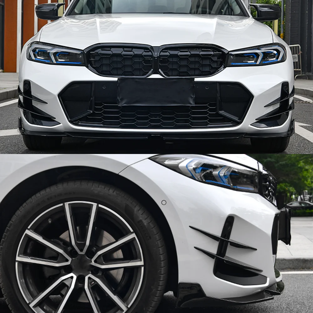 For BMW 3 Series G20 G21 G28 LCI M Sport 318i 320i 330i M340i 2022-2024+ Front Bumper Side Splitter AirVent Trim Blade view 3