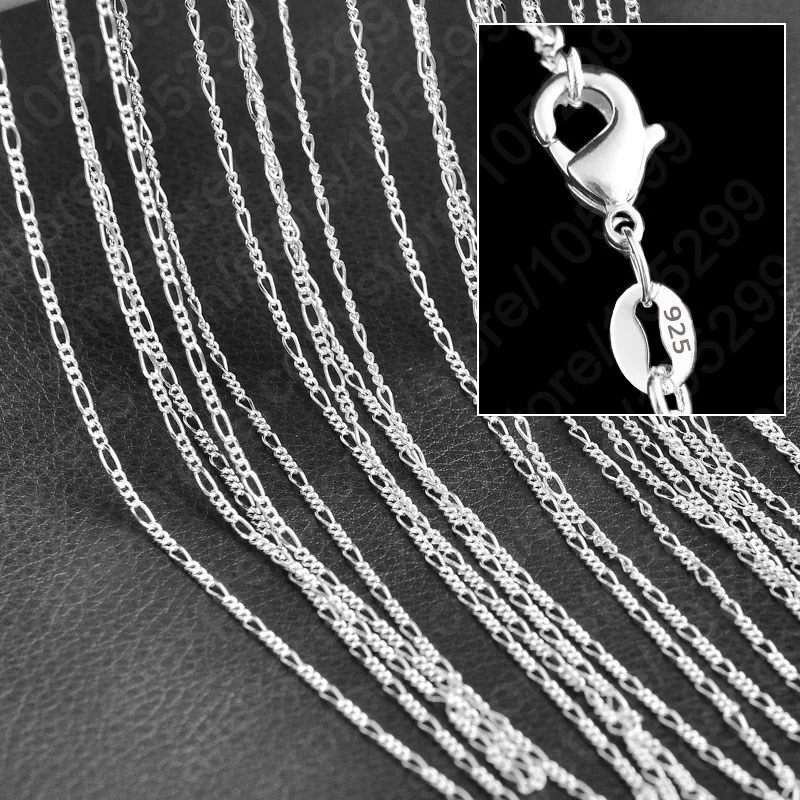 10PCS Classic Wholesale Jewelry Pure Genuine 925 Silver Color Snake Chain Necklace for Men Women Top Quality 16-30\