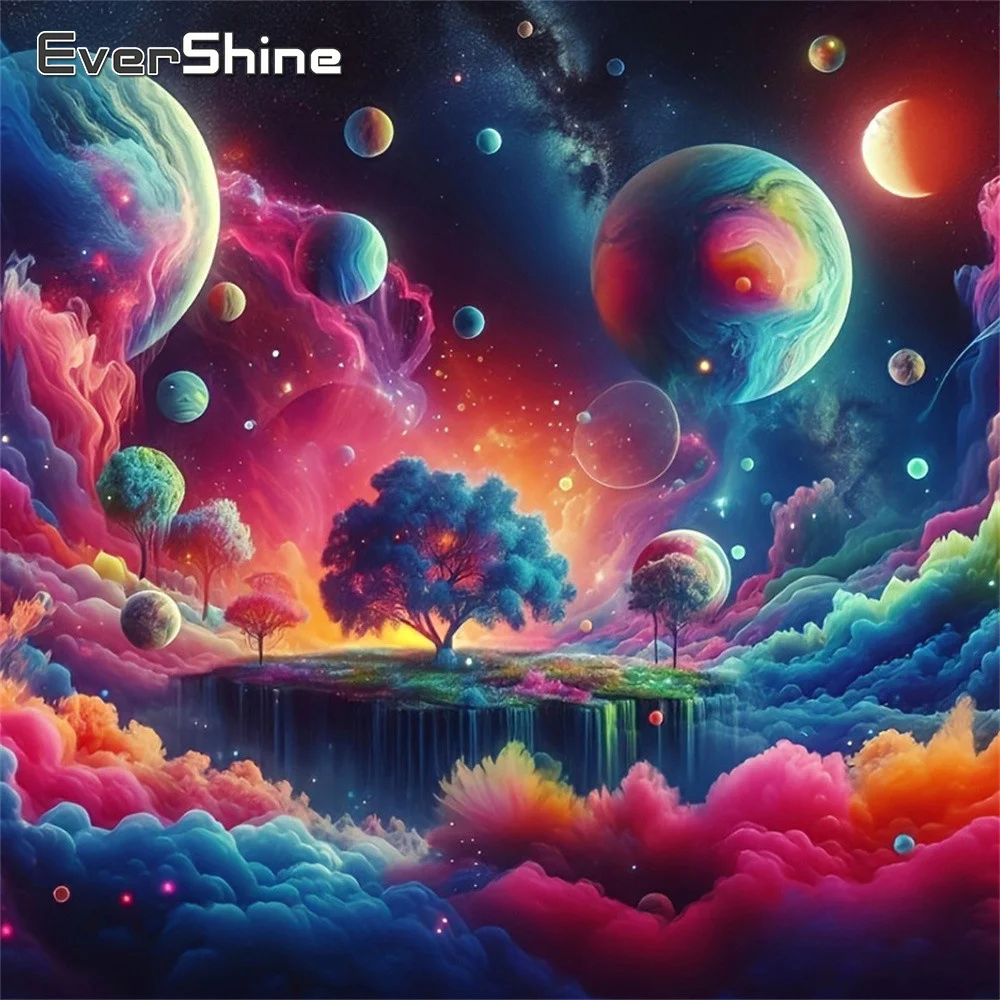 Evershine Diamantmalerei, Landschaft, komplett, quadratisch, DIY-Stickerei, Planet, Strass, Mosaik, Wolke, geeignet für Anfänger