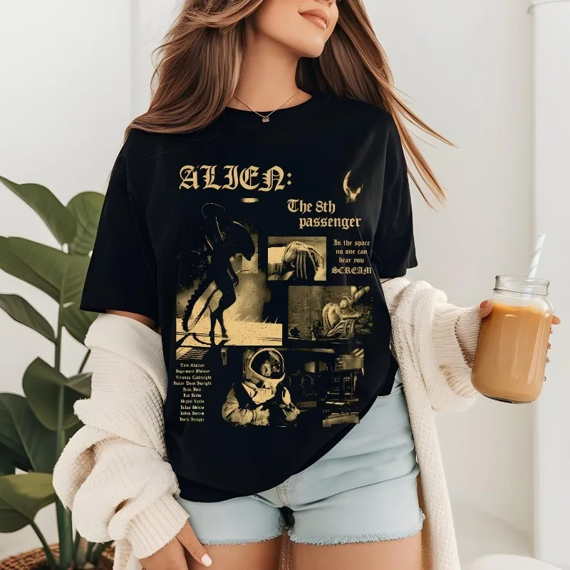 

80s Alien Movie T-shirt, Sci Fi Horror T-shirt, Four Seasons New Style, Suitable for Couples' Leisure
