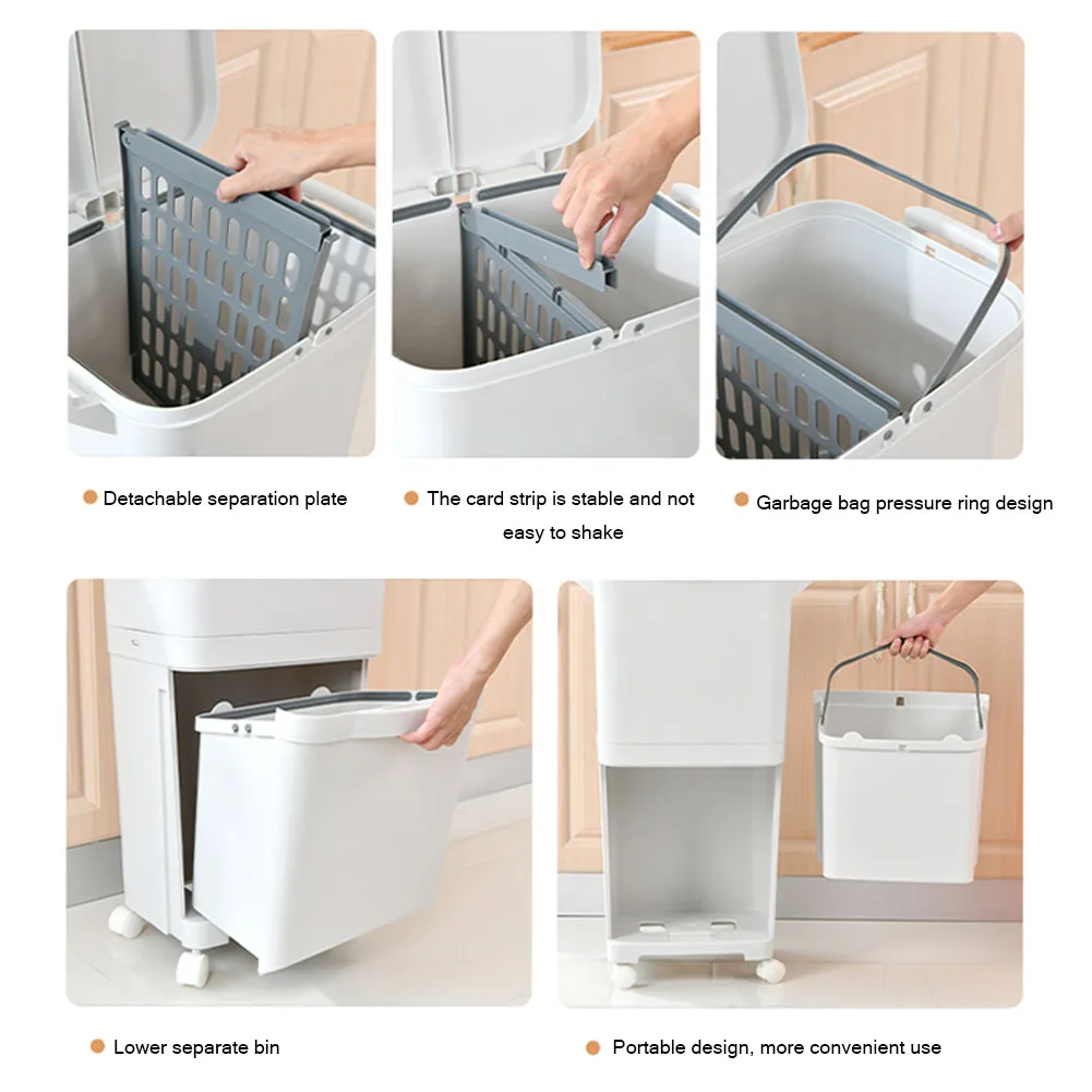 【Lifeideas】38L 2 Compartment Pedal Recycling Waste Bin for Kitchen