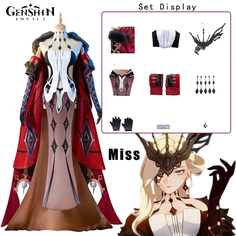 

Anime Game Genshin Impact Costume Fatui Eighth seat The lady La Signora Cosplay Uniform Hair Clothing Halloween Costumes Women