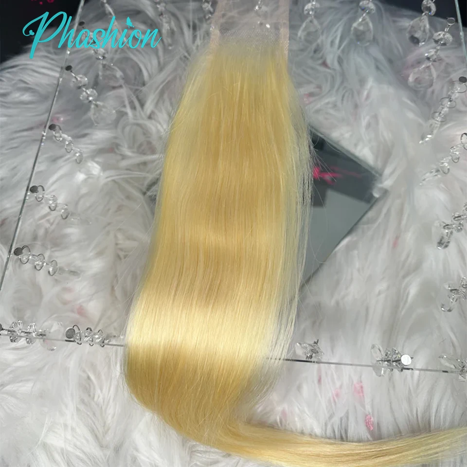 Phashion Kim K 2x6 Blonde Swiss Hd Transparent Lace Closure 613 Straight Body Wave Deep Part Brazilian Remy Human Hair For Women