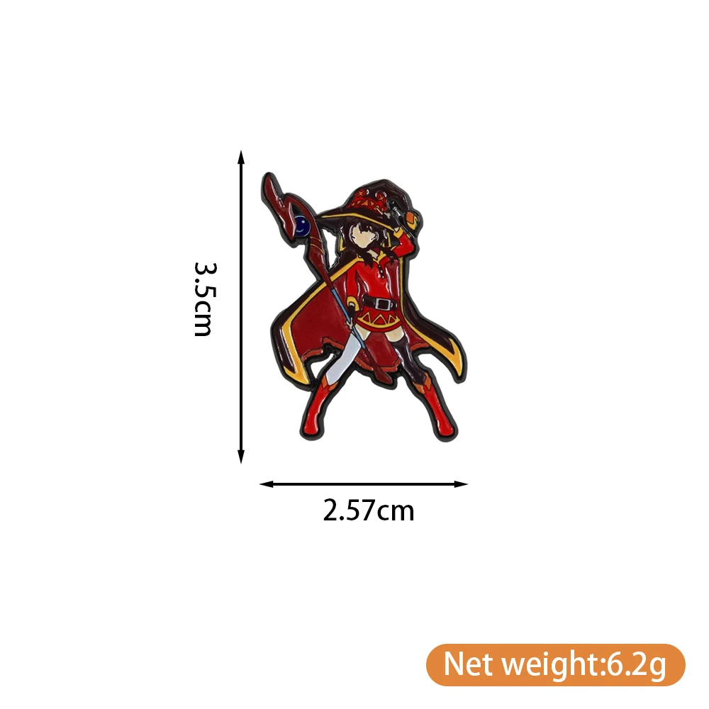 KonoSuba Cartoon-Charakter-Brosche Megumin Magier-Abzeichen Klassische Anime-Peripherie Emaille-Pin Fans Sammlerstück Taschen-Accessoire Geschenk – Detail 2
