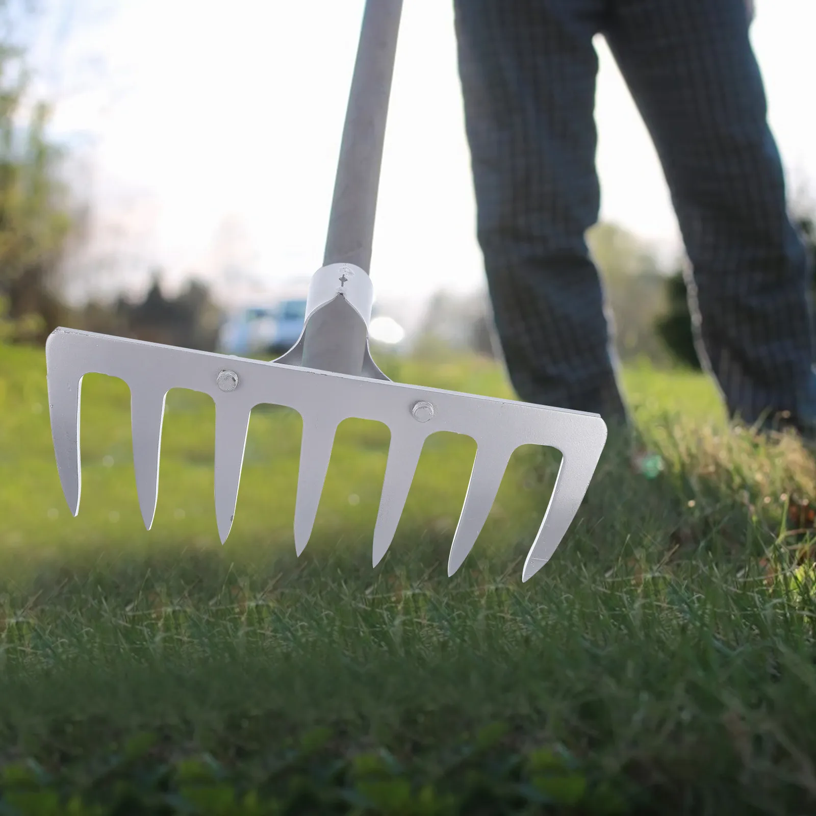 Manganese Steel Garden Rake Heavy Duty Loosening Soil Rake for Weeding Cultivating and Raking Debris Efficient Ergonomic Design