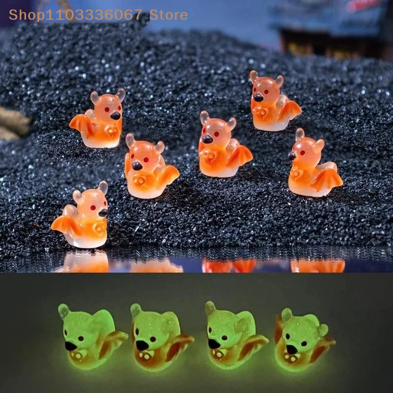 【HLS】【HB】Mini Glow In Dark Bat Resin Figurines Cute For Halloween Fairy Garden Decor Micro Landscape Access