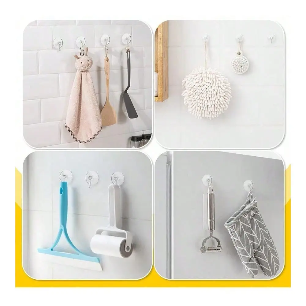 

Cup Hooks, Upgrade 2.5 Inches Clear PVC Suction Cups With Metal Hooks 7 LB Heavy Duty Removable Large Suction Cups For Kitchen