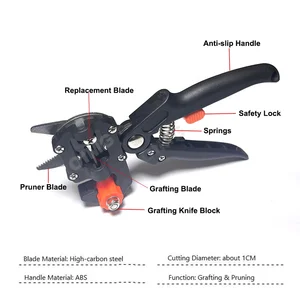 أداة تطعيم الحديقة أداة تقليم المقصات لأشجار الفاكهة الكرمة لفرع النبات مع 3 شفرات مقصات تطعيم احترافية أعلى 8 مبيعات عقدة كروم - No5
