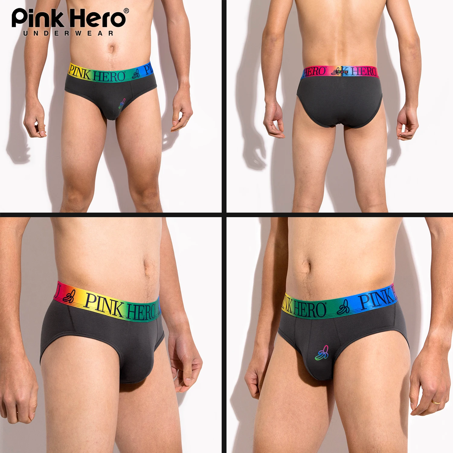 4 Pcs Men\'s Briefs PINKHERO 501，Men\'s Panties， Comfortable Cotton Men Underwear Sexy Briefs， Breathable Man Underpants