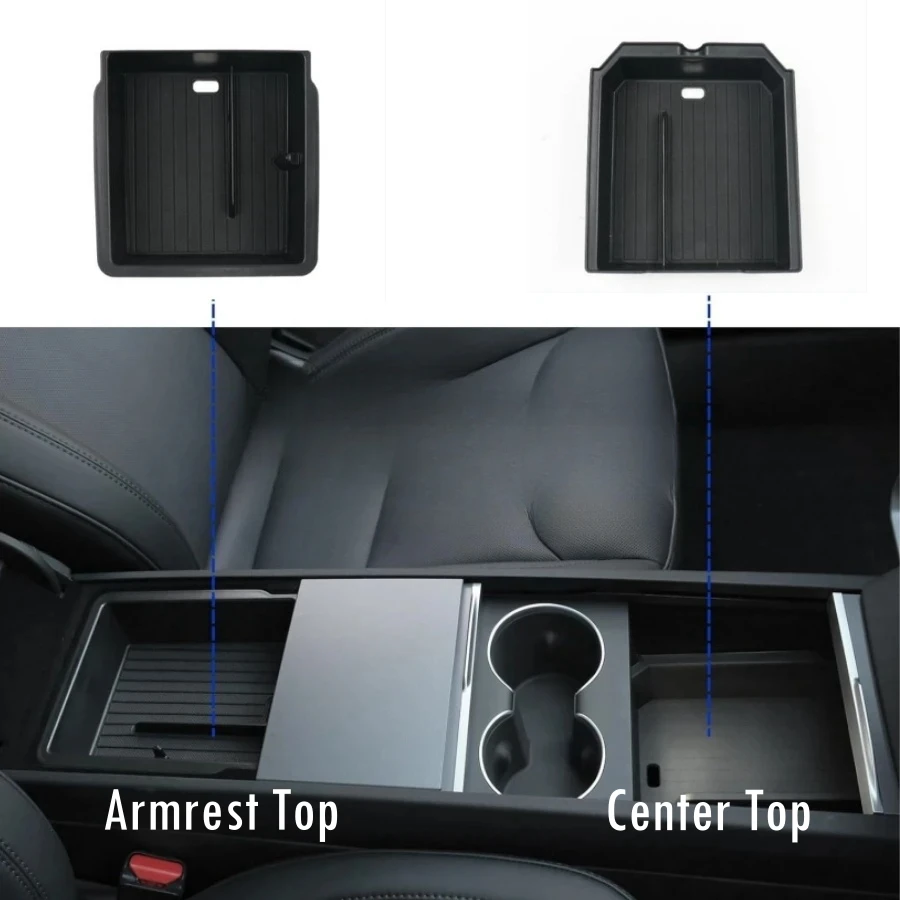 Center Console Organzier Tray for Tesla Model 3 Highland 2024 2025 Armrest Hidden Storage Box Cup Holder Wireless Charger Mat