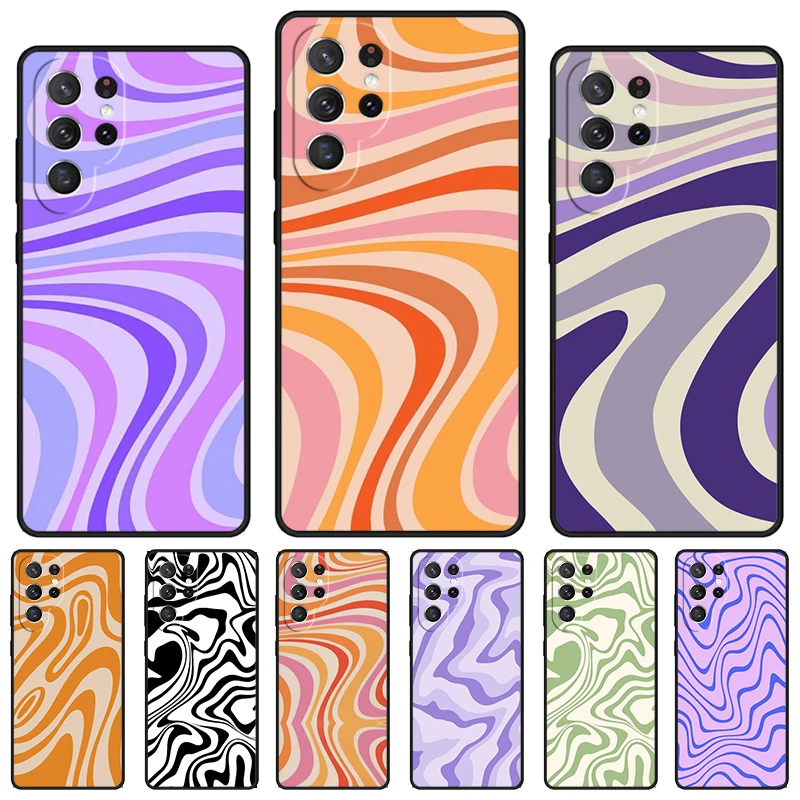 Retro Liquid Swirl Abstract phone case For Samsung Galaxy S24 S23 S22 Ultra Note 10 20 Plus S8 S9 S10 S20 S21 FE Cover