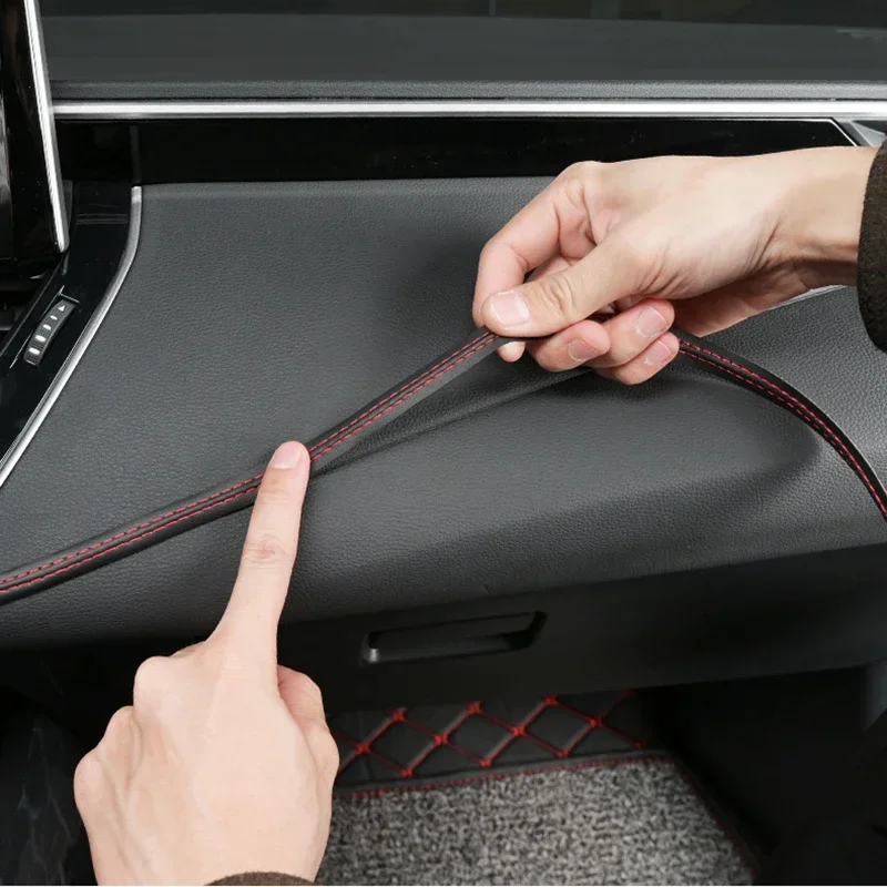 Car Self-adhesive Moulding Trim Decor Line Pu Leather DIY Braid Dashboard Strip Auto Sticker Universal Car Interior Accessories