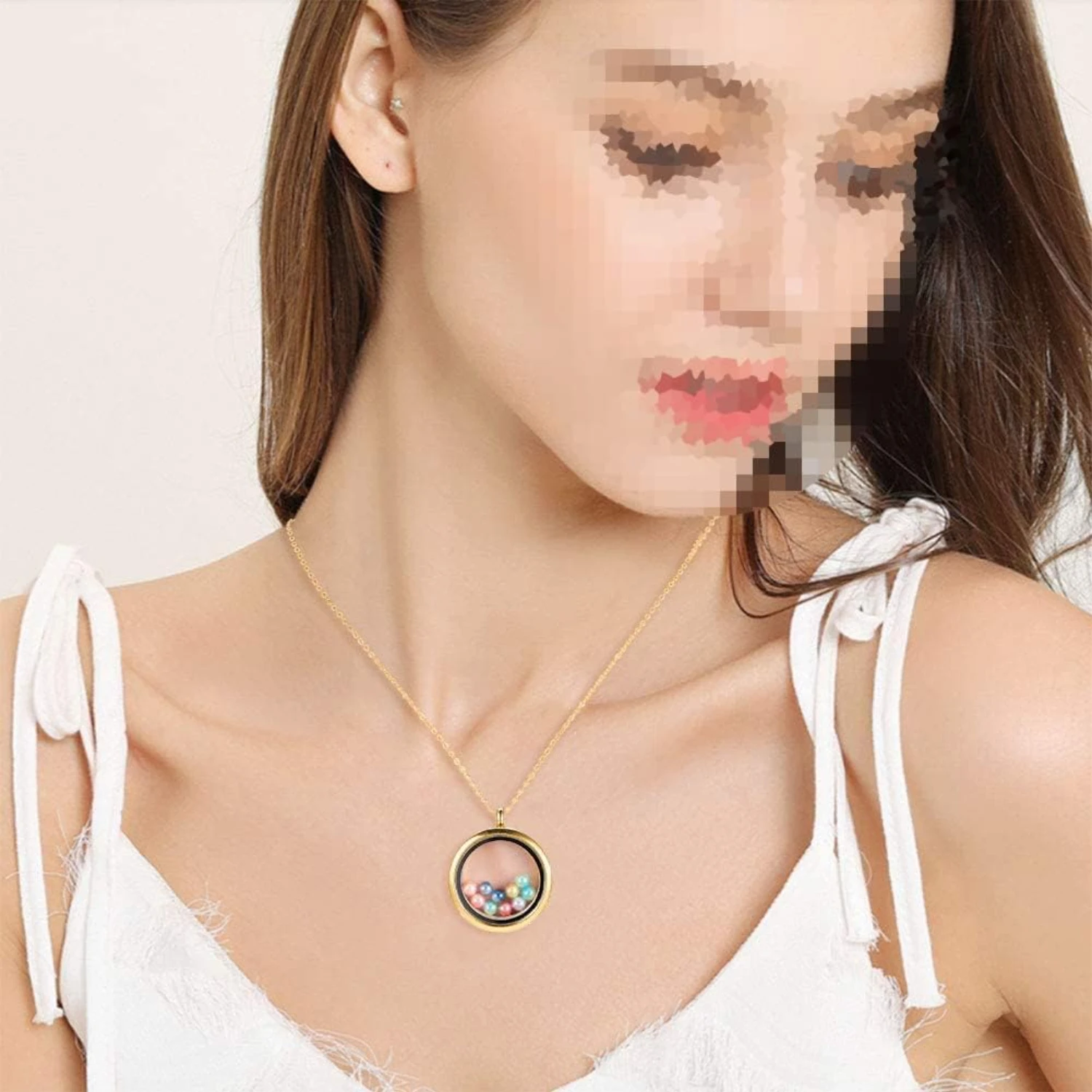 2pcs Rose Gold and Silver Alloy Photo Charm  Keyrings Mini Round Insert Personalized  Memory Locket Keychain for Picture Necklac