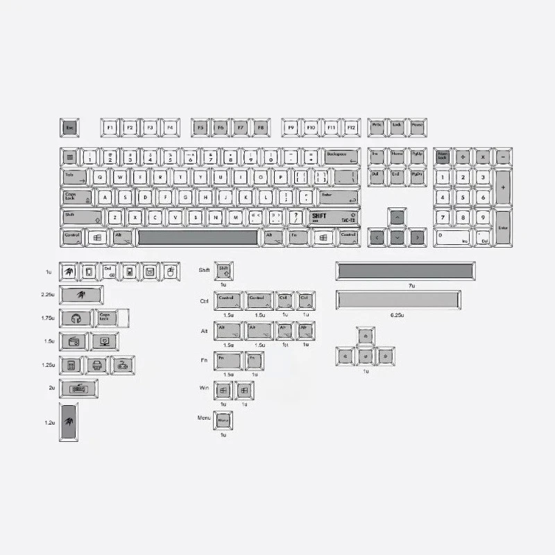 ECHOME Vintage Gray and White Keycap 140key Set PBT Custom Keyboard Cap XDA Profile Key Cap for Mechanical Keyboard Accessories