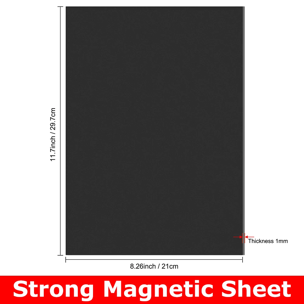 

Double Sided Strong Magnetic Sheet A4 Size 1mm Thickness Black Magnet Mats for Metal Cutting Dies Crafts Organizer 11.7*8.2inch