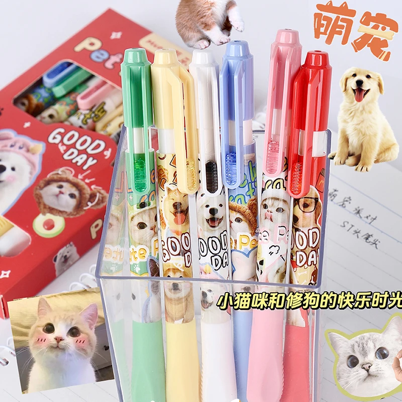 kawaii cartoon pet party tinta preta gel caneta material escolar e de escritorio papelaria presente para estudantes canetas bonitas muito estetica 01