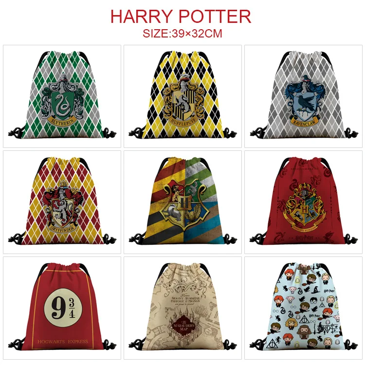 19styles Harries Potters Drawstring Pockets 39X32CM High Capacity Drawstring Backpack Storage Bag Movie Peripherals Fan Gifts