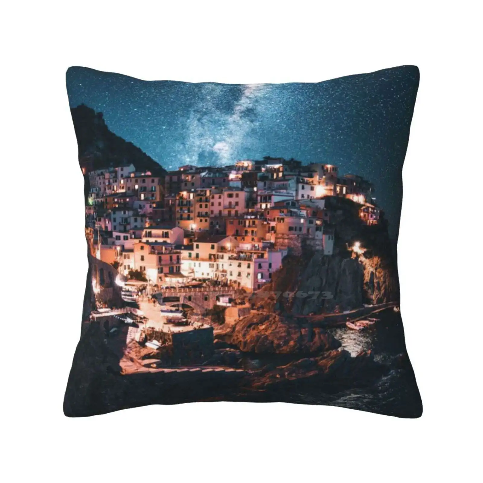 Manarola At Night With Stars Pillows Case Bedroom Home Decoration Stars Manarola Night Vernazza Cinque Terre National Park