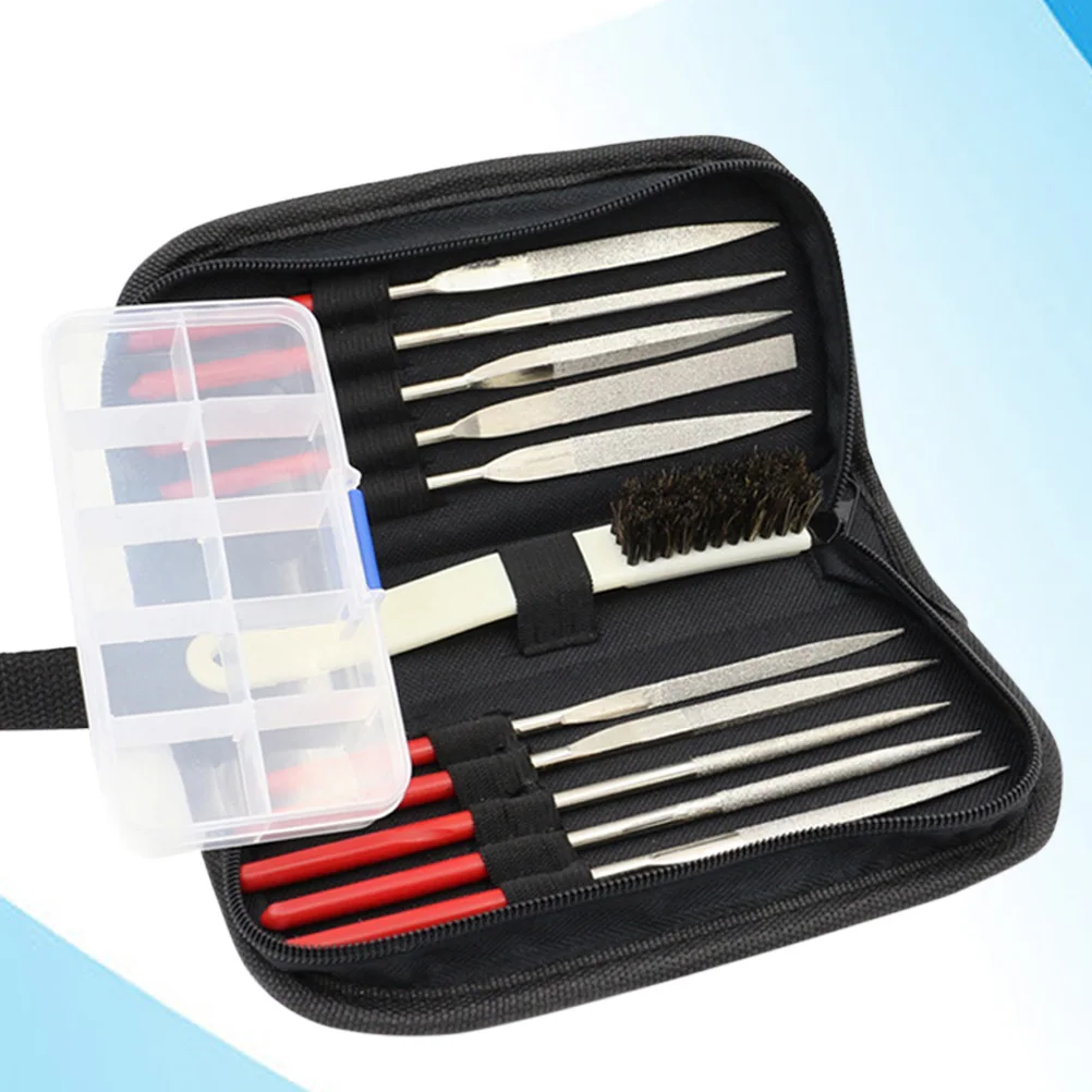 

13pcs Electroplating File Set Gold Plated Carbide Ceramic Glass Stone PVC Handle Flat Riffler Kit Smooth Cutting