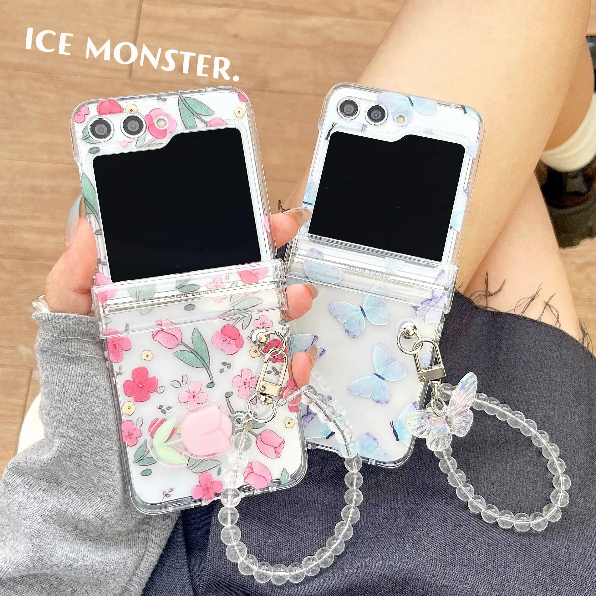 Flower Butterfly Phone Case for Samsung Galaxy Z Flip 3 Z Flip 4 Z Flip 5 Hard PC Back Cover for ZFlip5 Case Shell