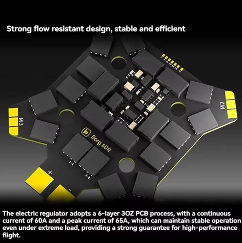 IFlight Borg 60R ESC Borg 60R BL32 ESC 60A 4-8S STM32G071N 20x20 módulo antiencendido integrado para piezas de Dron de carreras con visión en primera persona RC
