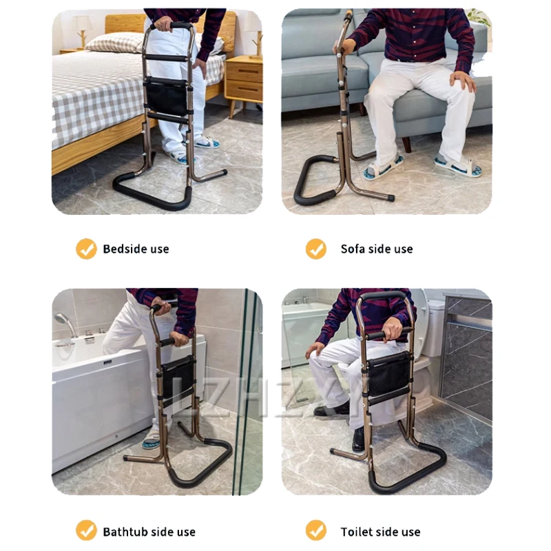 Foldable Elderly Rehabilitation Walker Adjustable Walking Assist Aluminum Alloy Standing Frame With Bath Pad Mobility Aid