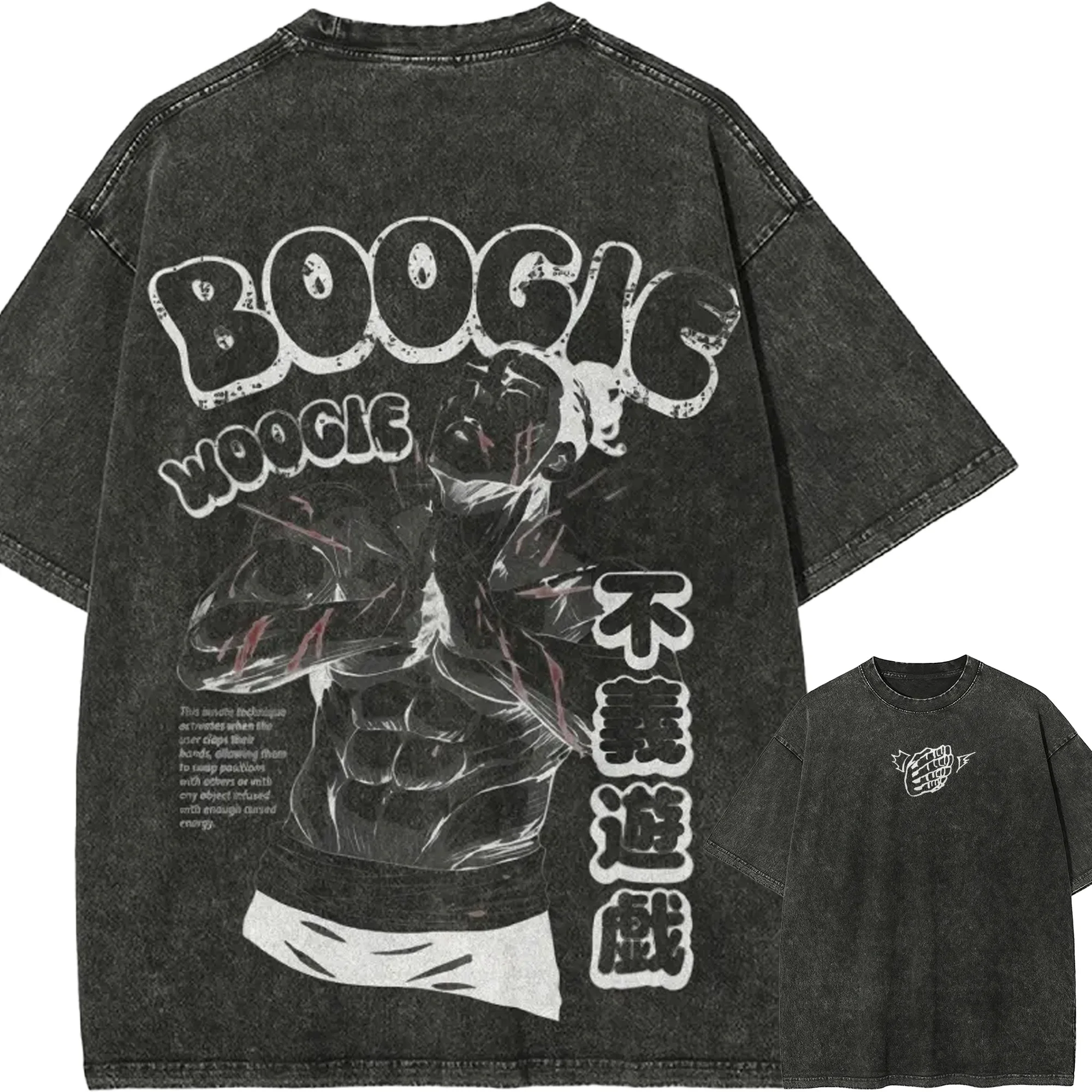 Camiseta Aoi Todo Jujutsu Kaisen para Hombre, Estilo Acid Wash, Diseño Gráfico de Anime Boogie Woogie, Streetwear, Clap Technique, Vintage, Bootleg, Oversized