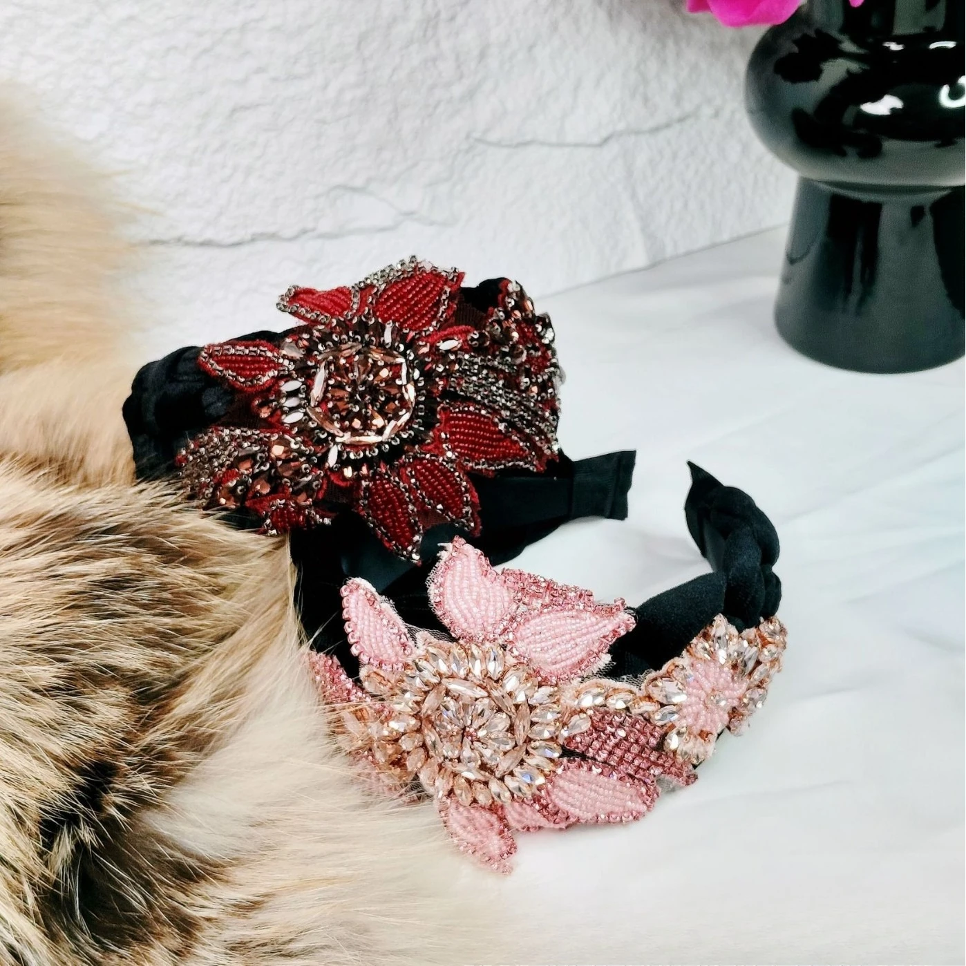 Original Luxury Retro Hand-stitched Diamond-studded Sunflower Headband Hair Accessory for Women