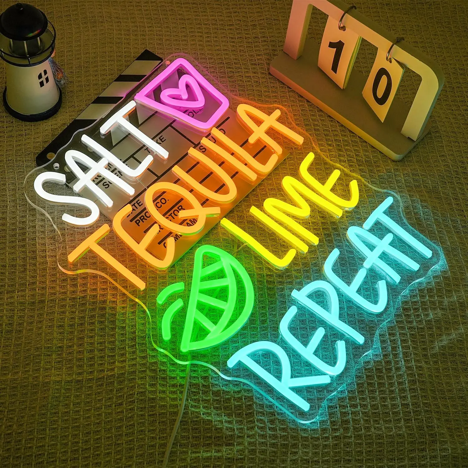 Tequila Lime Repeat Neon Sign – Colorful LED Wall Decor for Bar, Salt Bar, Man Cave, Kitchen, USB Powered Light , Soft Glow Gift