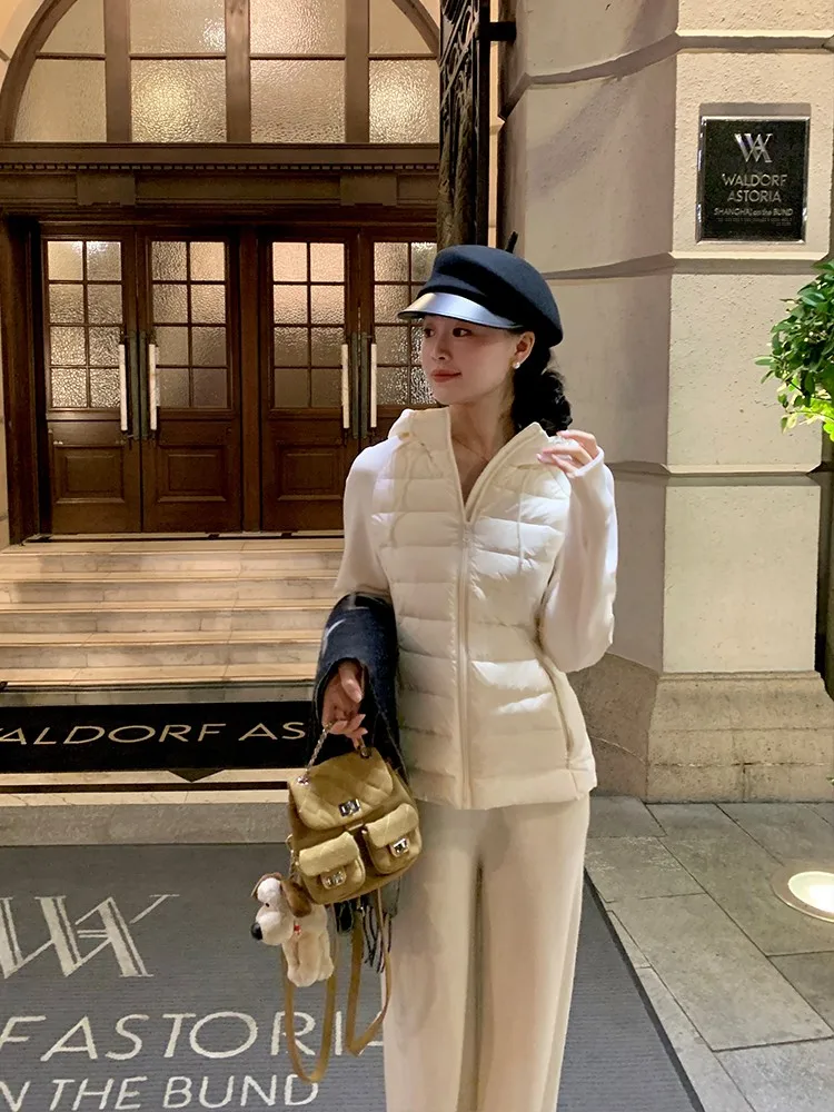 

Зимняя женская куртка-пуховик Wang Han Yan Lu Series: легкая, с капюшоном, спортивная, повседневная, приталенная