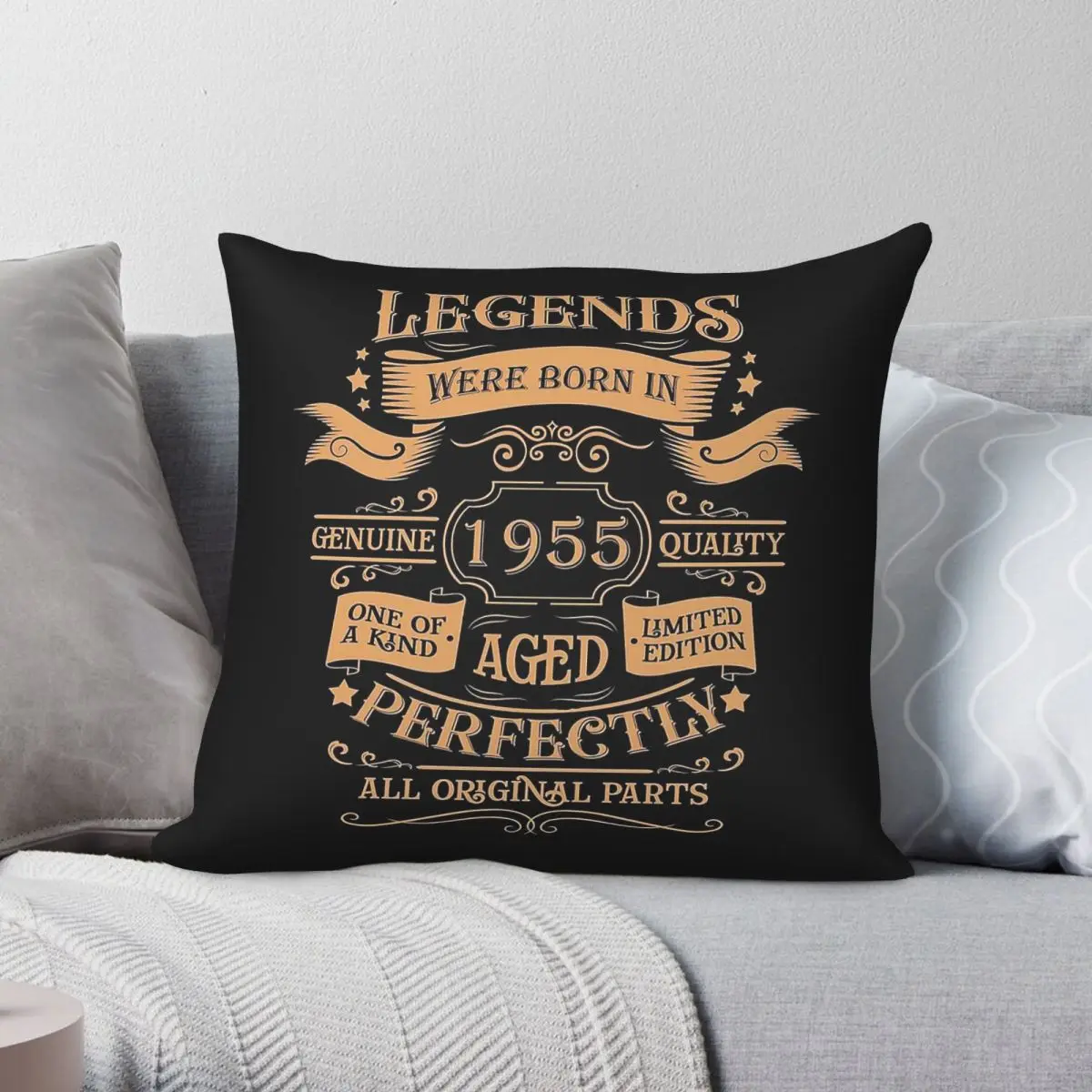 Vintage Born 1955 Legend 70th Square Pillowcase Polyester Linen Velvet Creative Zip Decor Home