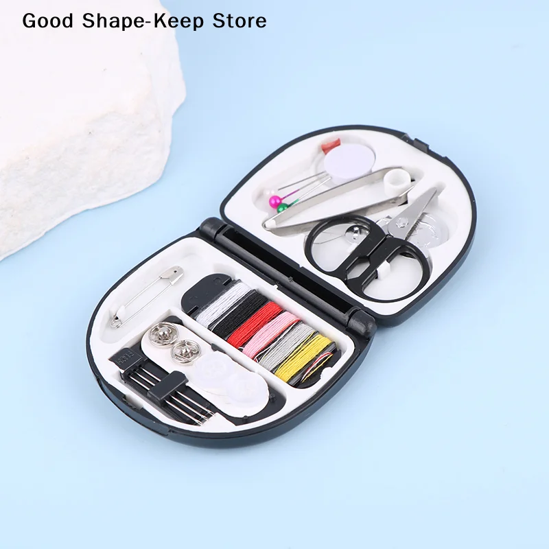 daily1set Buttons Pins Storage Boxes Sewing Box Household Portable Travel Mini Sewing Kit Scissor Thimble Needle Threads Box Set