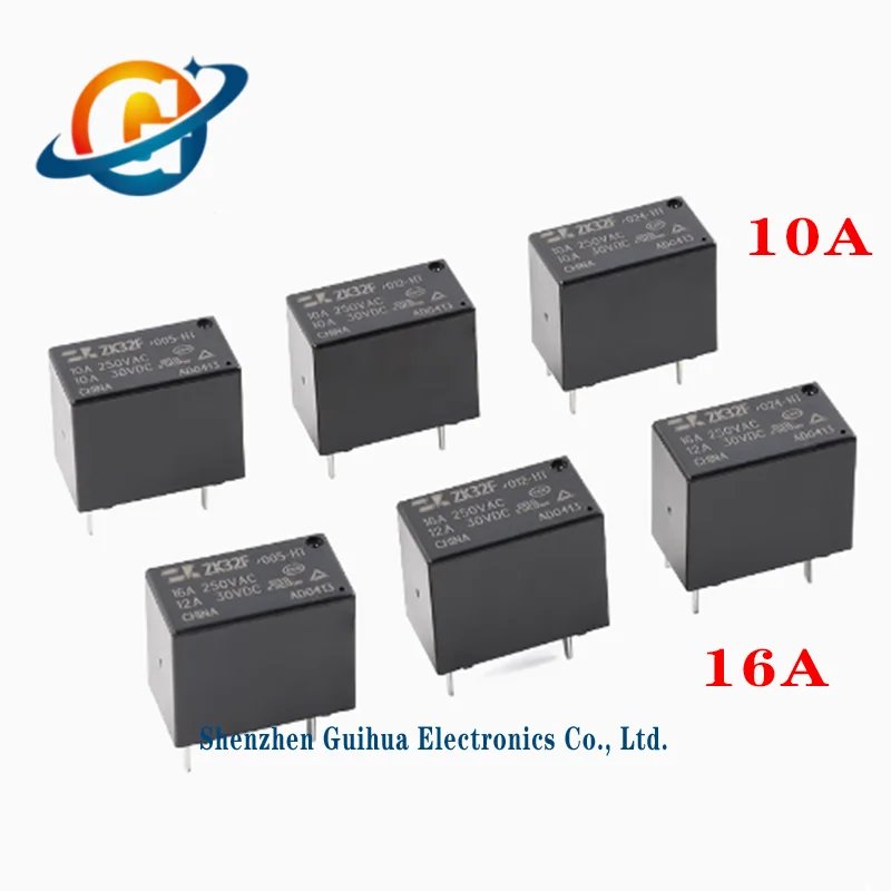 5pcs ZK32F/005/012/024-HT-5/12/24VDC10A/16A set of normally open 4-pin relays