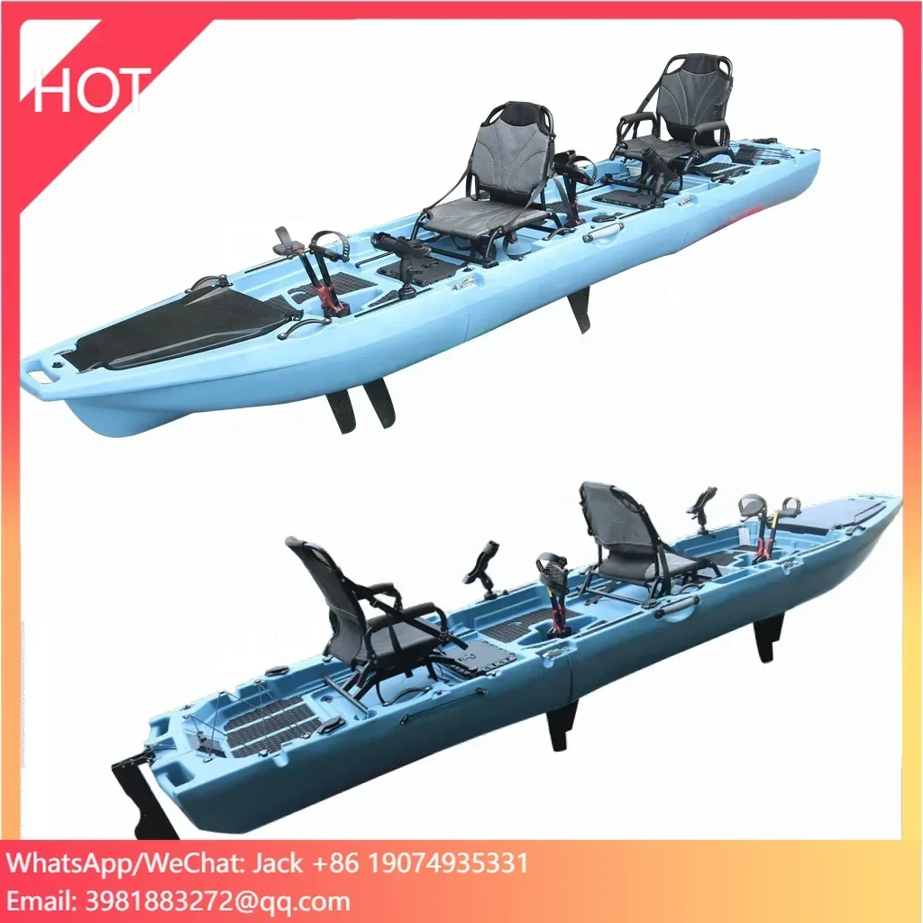 

Vicking 2-Person 4.2m Detachable Pedal Kayak Canoe HDPE Hull With Trolling Motor For Sport Fishing In Lakes And Rivers