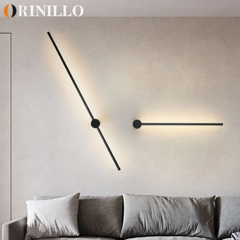 Modern minimalist led rotating wall lamp indoor long wall lamp living room bedroom background wall lamp