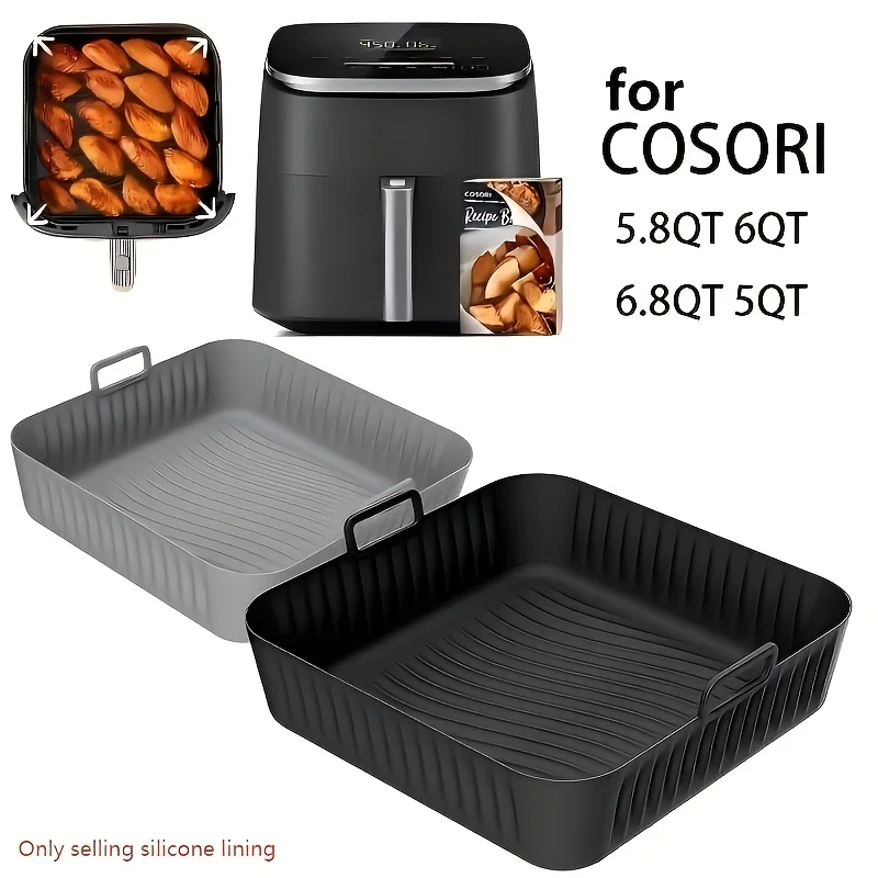 Luftfritteuse-Zubehör, kompatibel mit Cosori 5QT/6QT Air Fryer Liner, antihaftbeschichtete Silikon-Backmatte, wiederverwendbare Silikonform, Küchenutensilien
