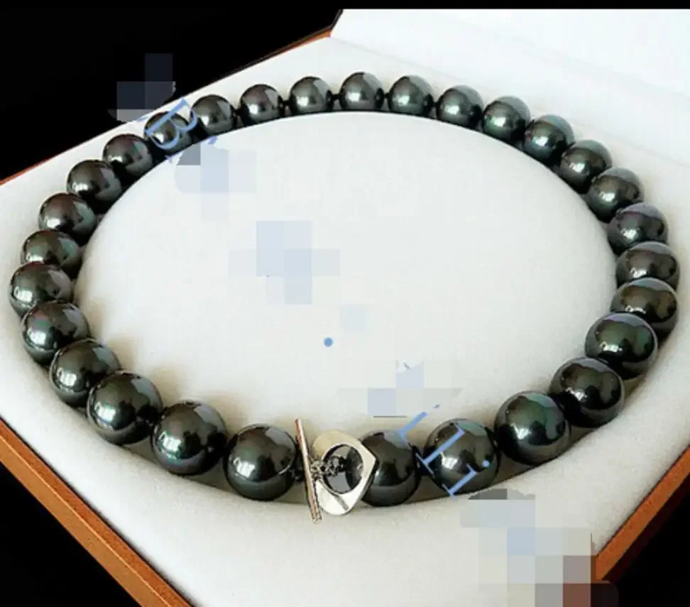 

Fashion jewelry 12mm AAA Black South Sea shell Pearl Necklace 18" AAA style Fine Noble real Natural
