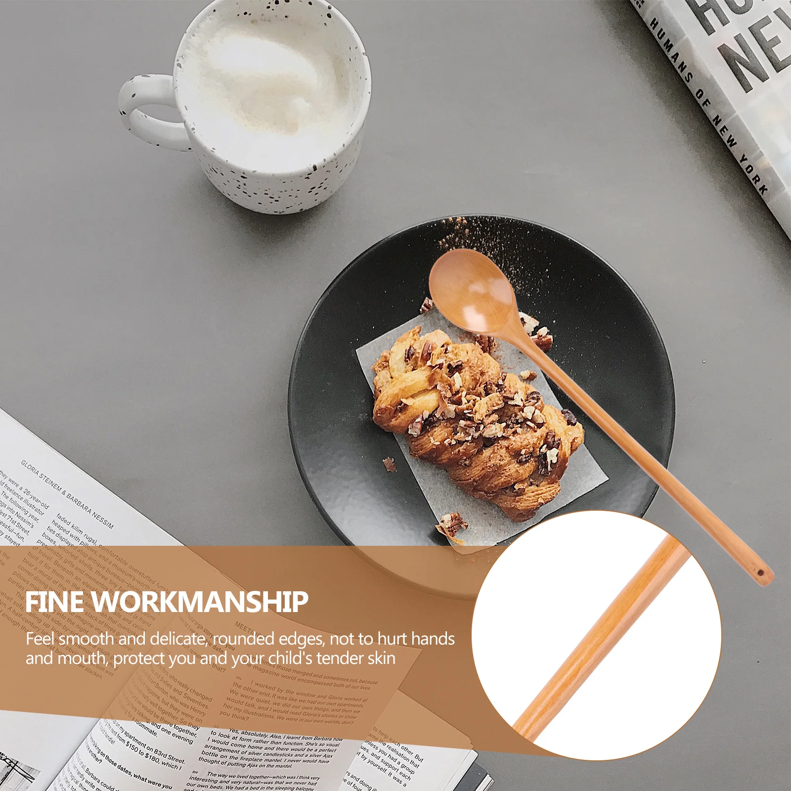 

2 шт., деревянная ложка для супа с длинной ручкой, термостойкий натуральный половник для кухни, ресторана, легко чистится