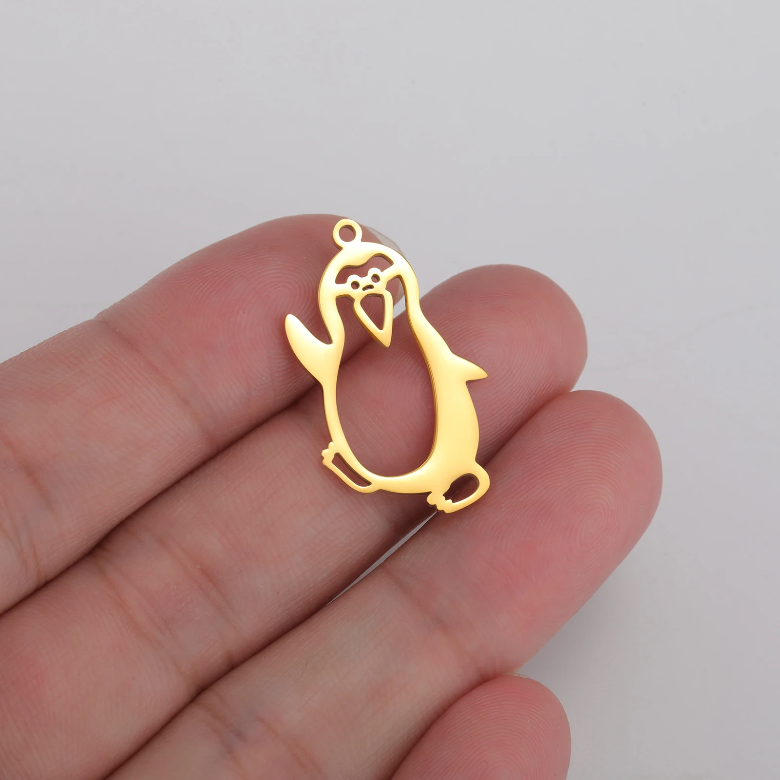 Teamer Cute Happy Animal Bear Dolphin Penguin Charms for Jewelry Making Necklace DIY Stainless Steel Lovely Pendant Wholesale