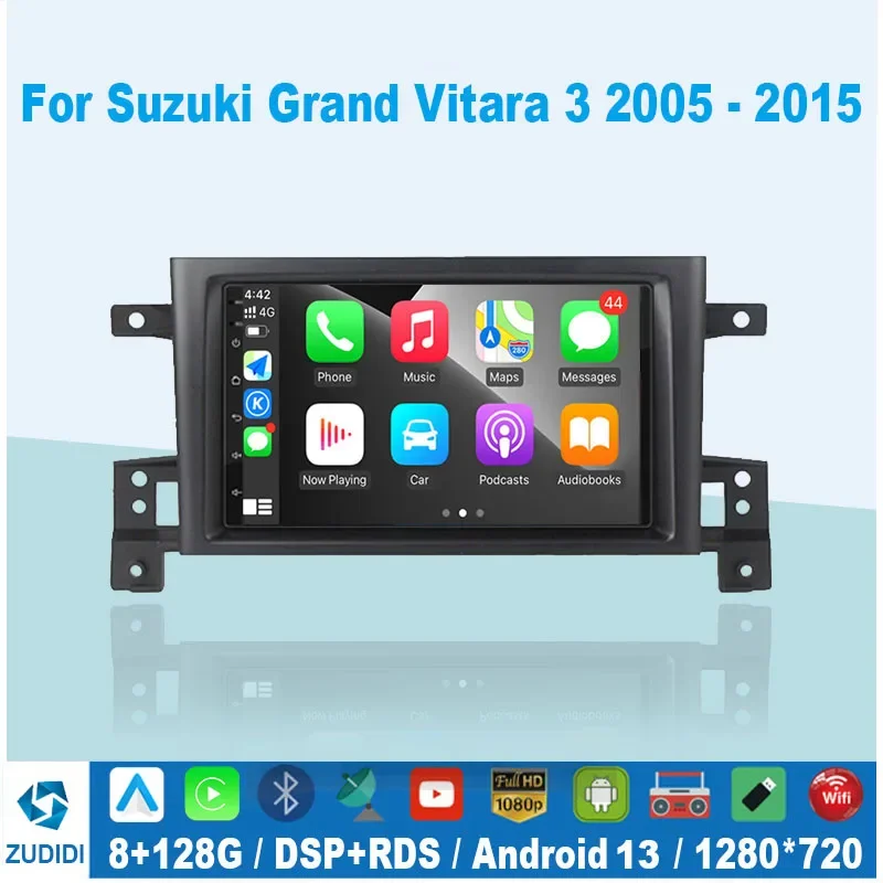 Radio samochodowe 2din Android 16 dla Suzuki Grand Vitara 3 2005-2010 2011-2015 Radio samochodowe Odtwarzacz multimedialny GPS Carplay Androidauto WIFI