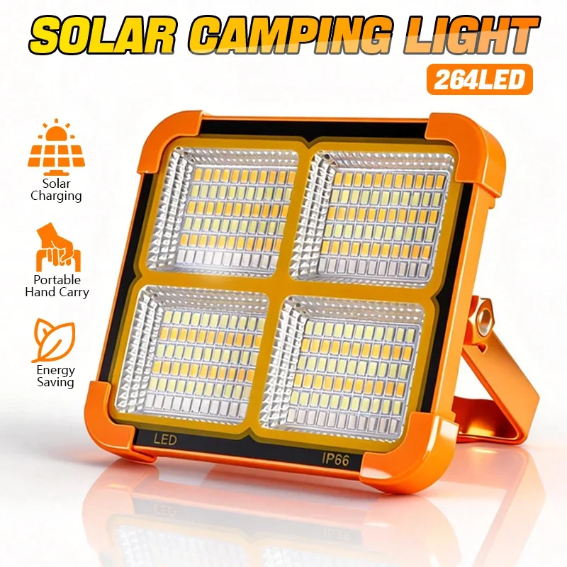 

Уличный торговый солнечный фонарь 264 светодиодный дизайн 2000 мАч портативный блок питания 3 режима освещения кемпинг безопасность открытый аварийный инструмент