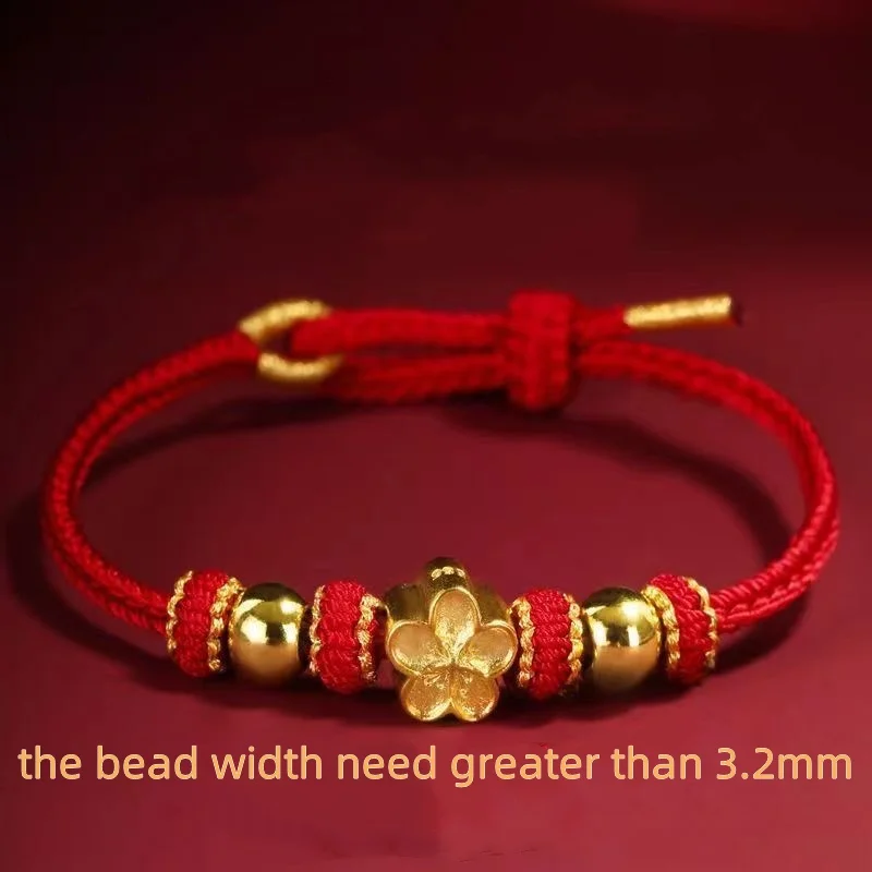 Fashion Hand Braided Red Rope Bracelet Semi-Finished DIY Beads Threading Hand-Woven Lucky Bracelets Bangles Gift For Friend