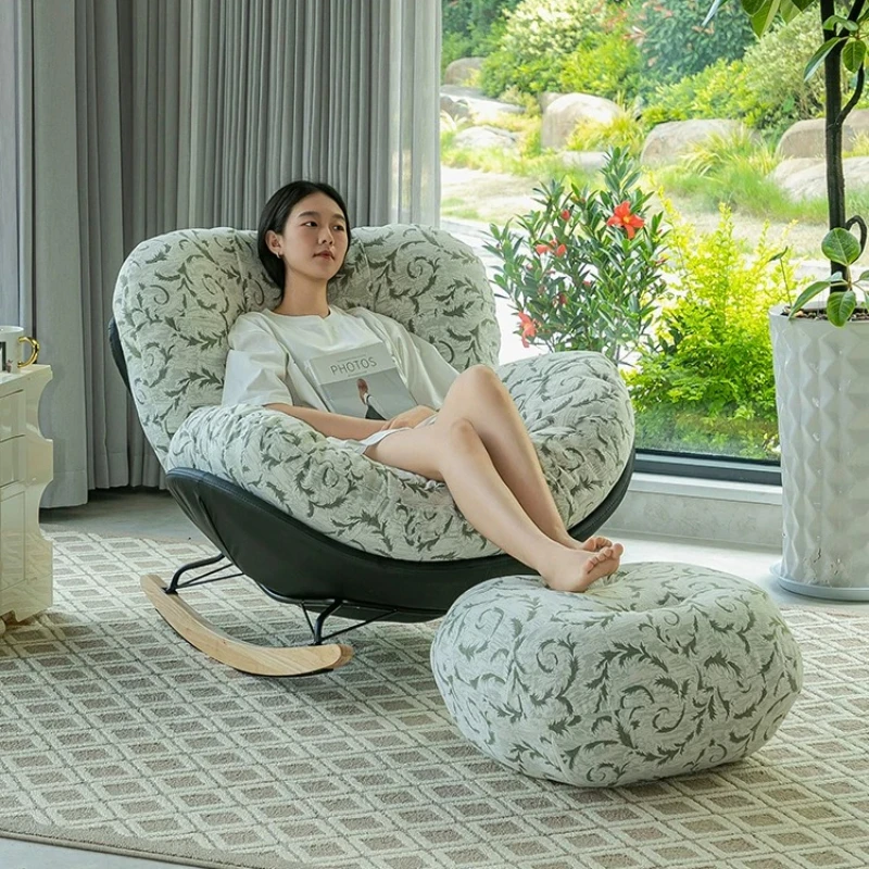 Lazy Rocking Living Room Chairs Lounge Egg Modern Accent Living Room Chairs Seating Ergonomic Sillas Mid Century Furniture